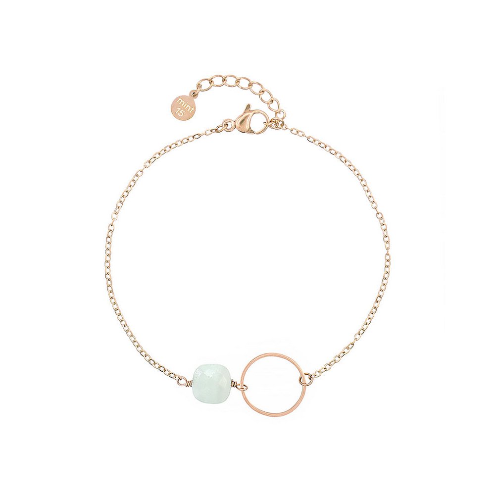 Bracciale a catena con anello - Amazzonite - Oro rosa
