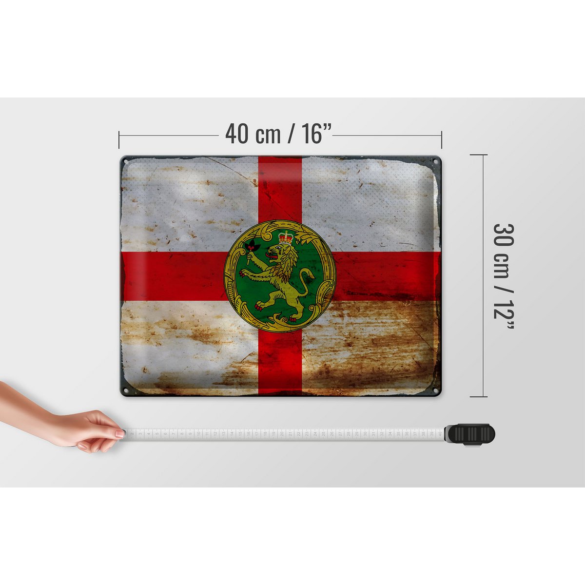 Tin Sign Flag Alderney 40x30cm Flag Alderney Rust