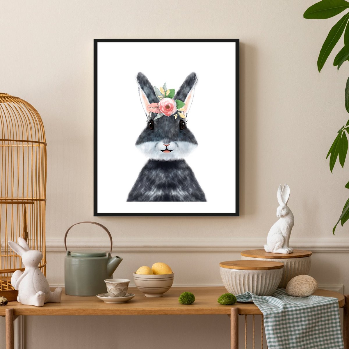 Frame picture - bunny with eyelashes