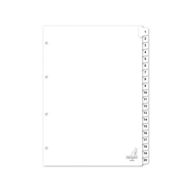 Onglet Kangaro A4 chiffres carton 190gsm 4r. 20 pièces blanc