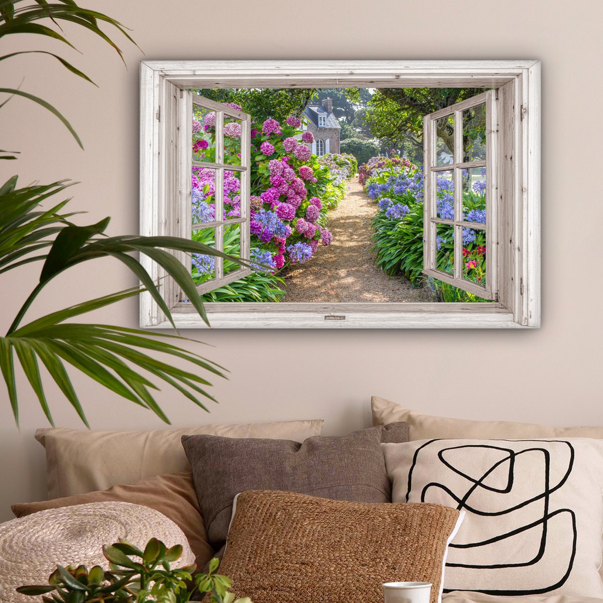 Leinwand Malerei - Wanddekoration - Hortensia - Blick - Blumen - Sommer - Lila - Pad
