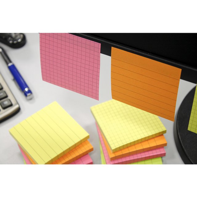 Info notes 75x75mm ruitjes fel roze 80 blad