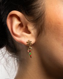 Earrings - Candy cane with snowflake