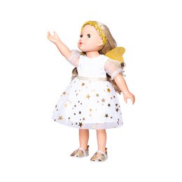 Poppenjurk "Guardian Angel" met sterhaarband, maat. 28-35 cm