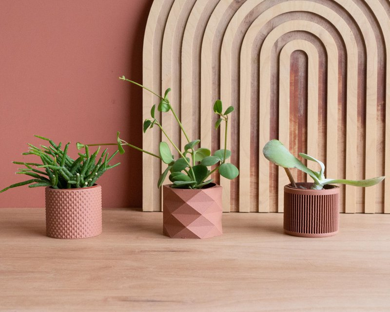 Set of 3 pots Terracotta – Piko - Diamant - Japan