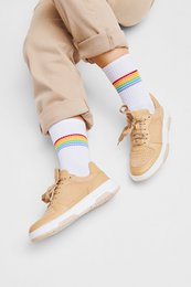 Organic Socks Stripes - białe skarpetki tenisowe w kolorowe paski