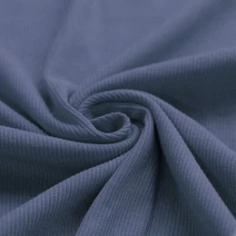 Langarm-Rippjersey in dunklem Jeansblau
