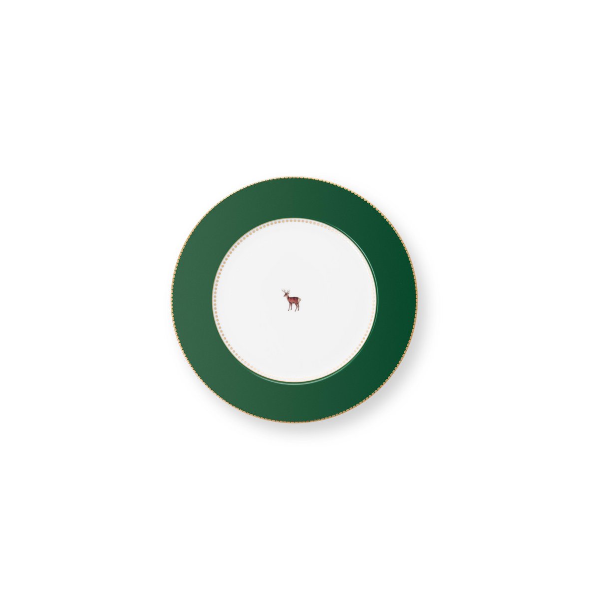 Plate Love Birds Deer Dark Green 26.5cm