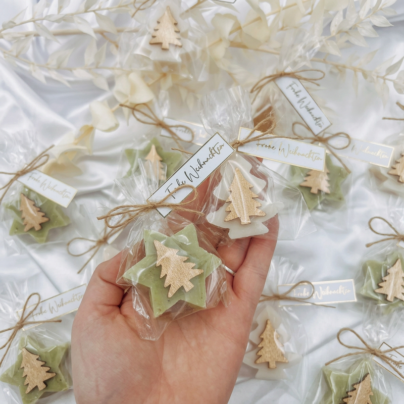 Christmas soap “Merry Christmas” – star or Christmas tree | Guest gift & employee gift
