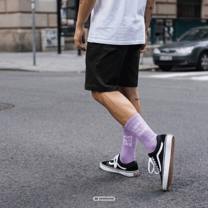 FCKAFDÉ Statement Socken - lilla & hvid