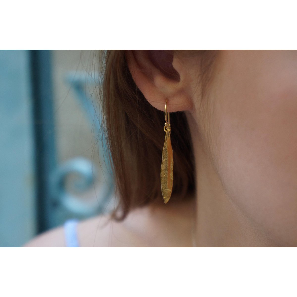 Gold & Silver Olive Leaf Earrings, Gold-Plated Sterling Silver Jewelry, Handmade Dangle Earrings, Gift for Her, Birthday Gift for Women