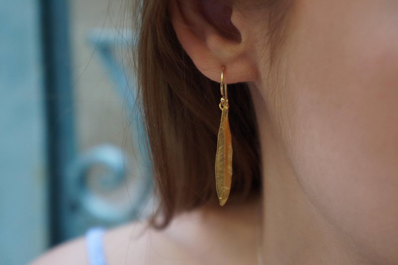 Gold & Silver Olive Leaf Earrings, Gold-Plated Sterling Silver Jewelry, Handmade Dangle Earrings, Gift for Her, Birthday Gift for Women