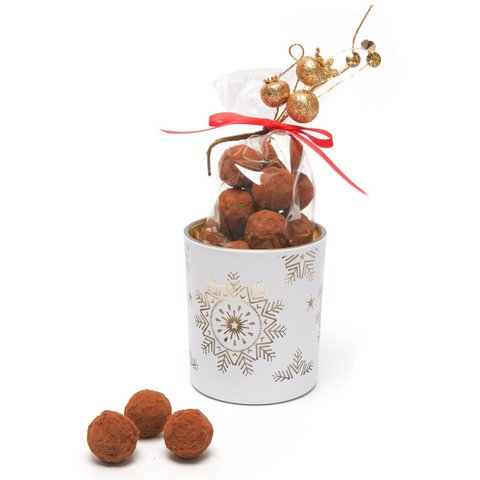 Truffles in decorative pot (cacao) 150Grs
