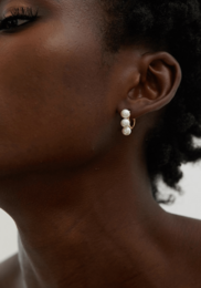 Kiril - Triple Pearl Row Gold Huggie Earrings