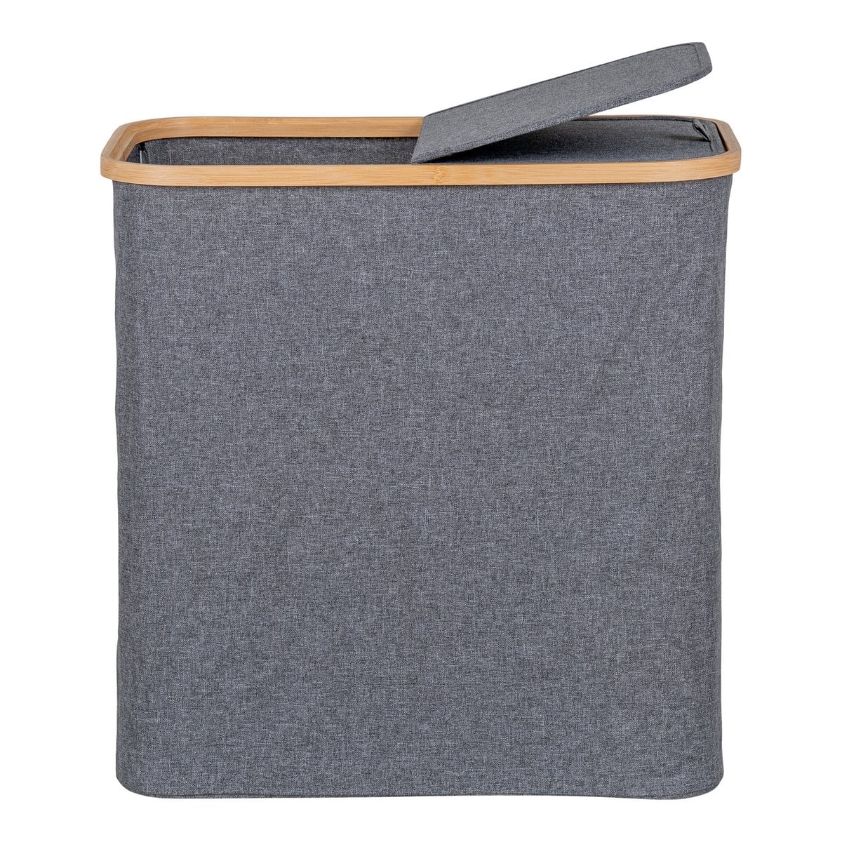 Noto Laundry Basket - Dark Grey, Bamboo/Textile, 54x33x54 cm