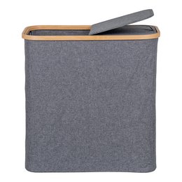 Noto Laundry Basket - Dark Grey, Bamboo/Textile, 54x33x54 cm
