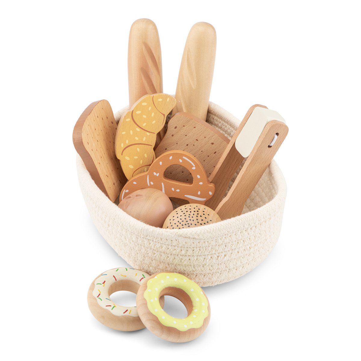 Juego de canasta de pan de madera
