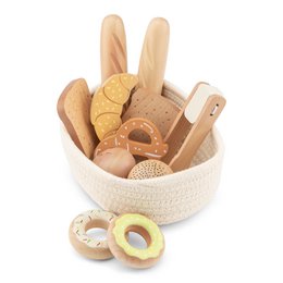 Juego de canasta de pan de madera