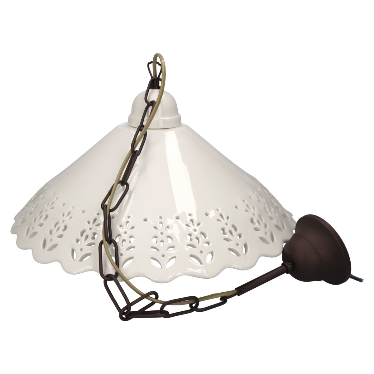 Perforated cone chandelier 40 cm with brass chain