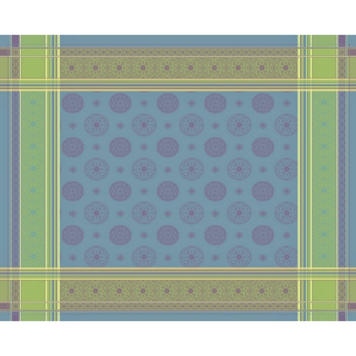 Linnen tafelkleed Mandala - blauw-violet-geel
