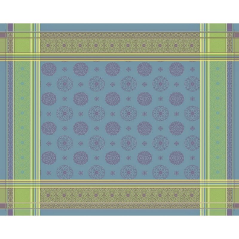 Tovaglia in lino Mandala - blu-viola-giallo