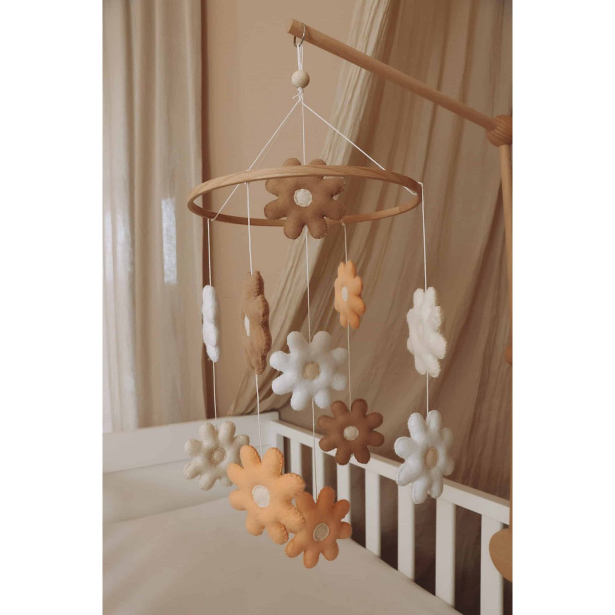 Handgemaakte Bloemen Muziekmobiel - Boxmobiel - Baby mobile - mobile wickeltisch