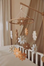 Handgemaakte Bloemen Muziekmobiel - Boxmobiel - Baby mobile - mobile wickeltisch