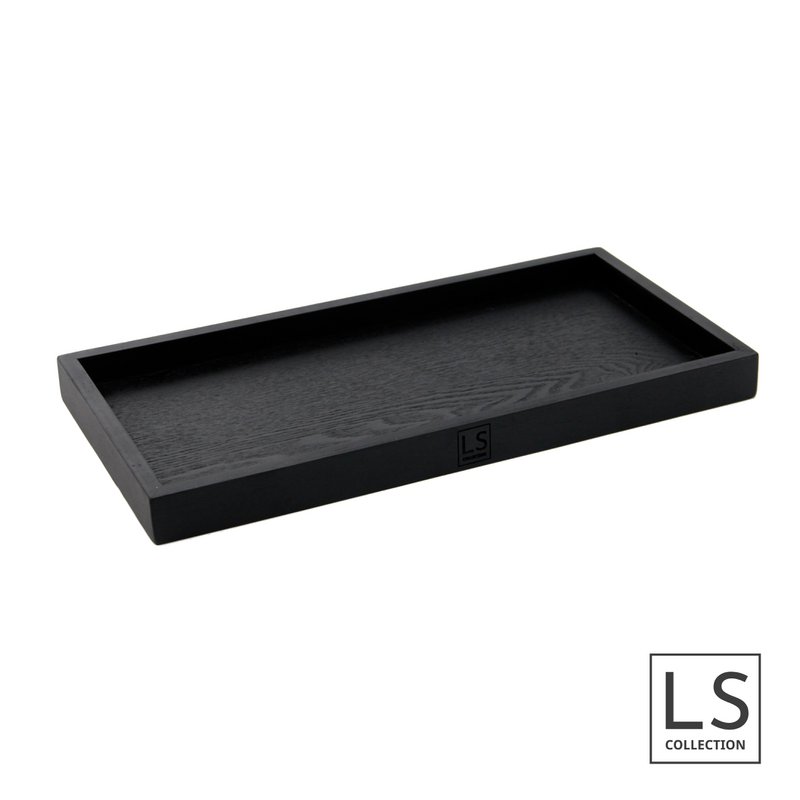 LS Collection® - Rettangolo 40x20cm - Vassoio - Portacandele - Portacandele - Vassoio da portata - Vassoio in legno - Vassoio in legno - Plateau - Decorazione - Accessori per la casa - Nero Opaco