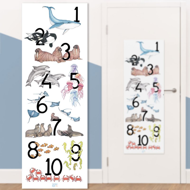 123 poster Animali marini - Poster per porte