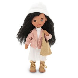 Zacht speelgoed, lieve zussen - Tina in een roze jas + bonusaccessoires set (35 cm)