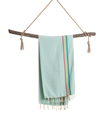 RAINBOW Cotton Hammam Beach & Sauna Towel – Quick Dry – Mint - 180x100 cm