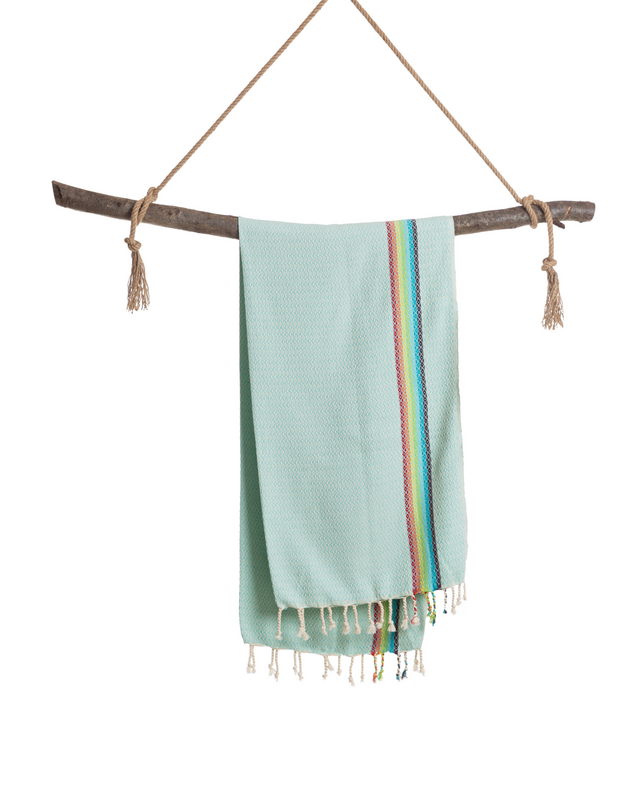 RAINBOW Cotton Hammam Beach & Sauna Towel – Quick Dry – Mint - 180x100 cm