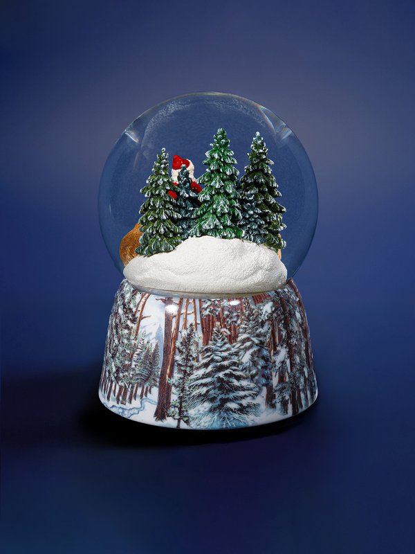 Gentil Santa snekugle – glas julesnekugle, musikalsk snekugle med julemand og skovdyr
