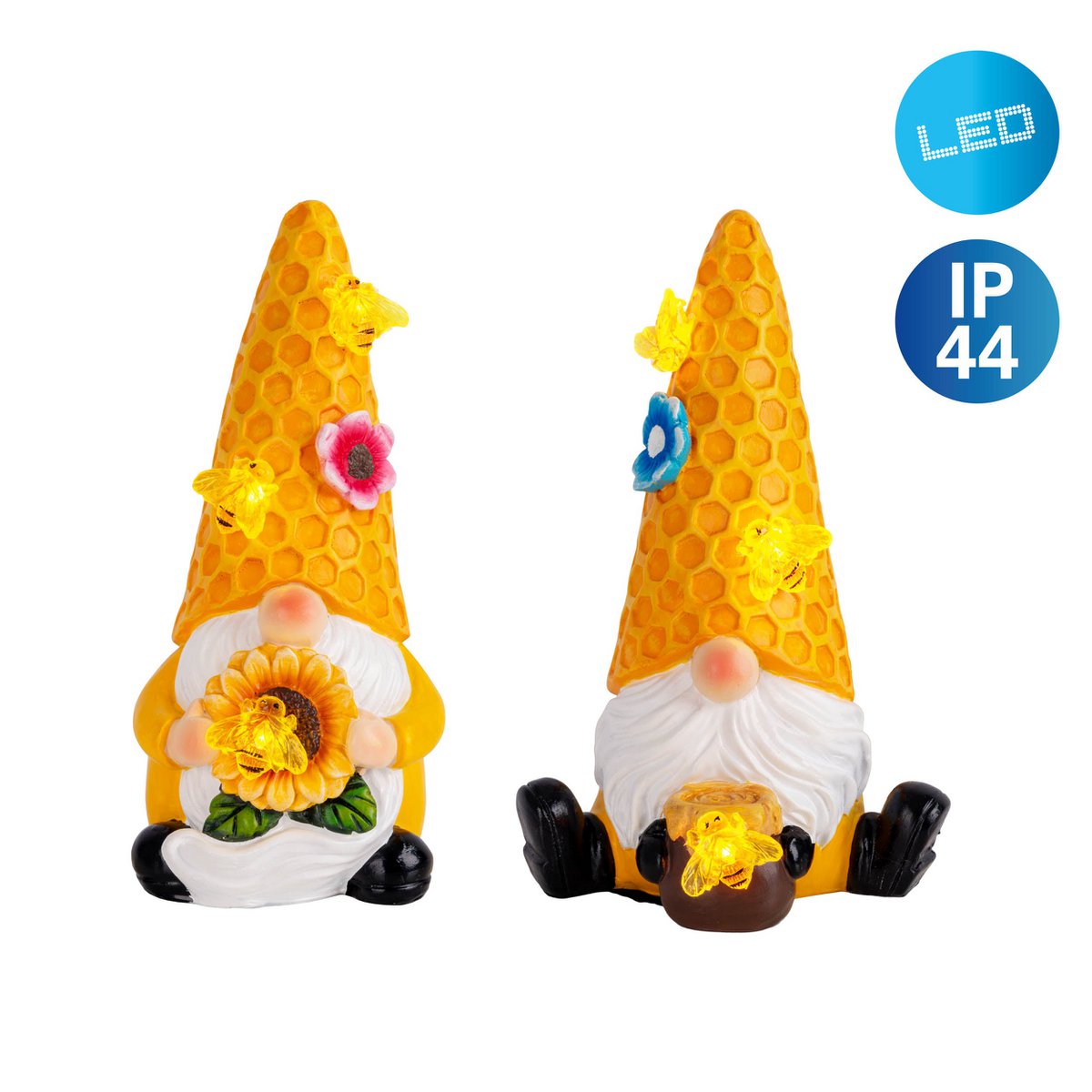 2 Set Deko / Solar Light "Abby", en plastique avec des LED intégrées, capteur crépusculaire, 17 cm de haut