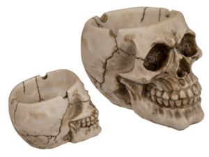 Aschenbecher aus Polyresin, Totenkopf,