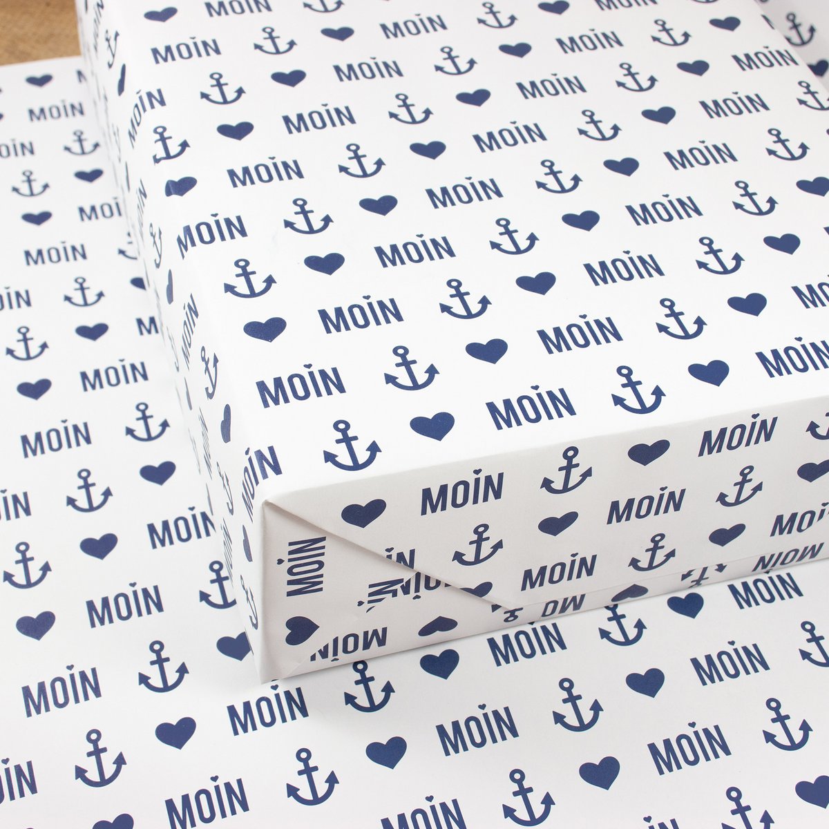 Maritiem inpakpapier Moin gemaakt van gerecycled papier