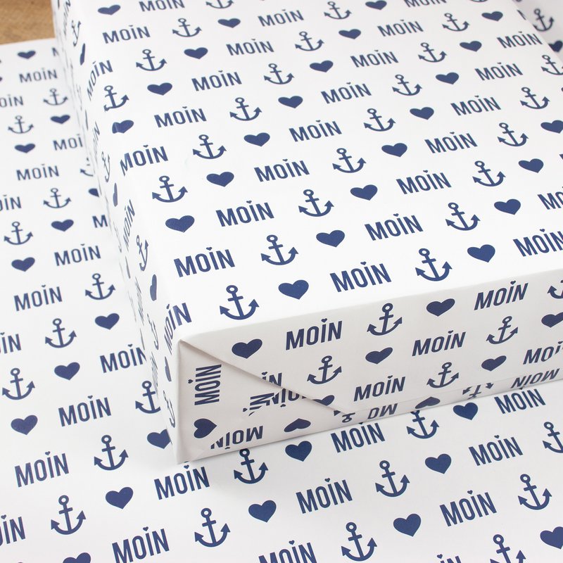 Maritiem inpakpapier Moin gemaakt van gerecycled papier