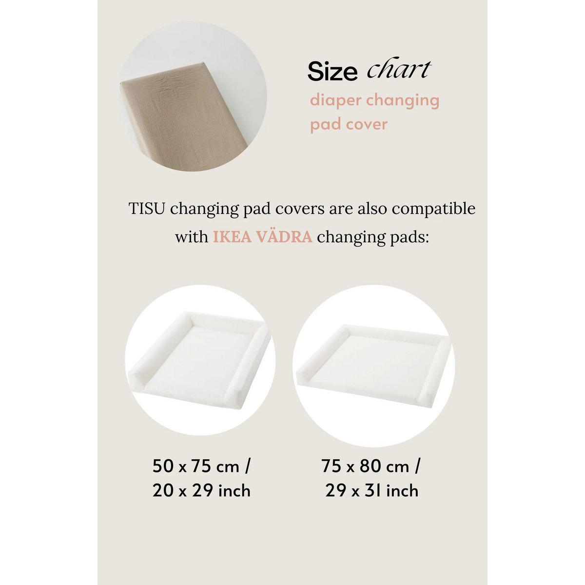 Housse pour matelas à langer TISU, Blush