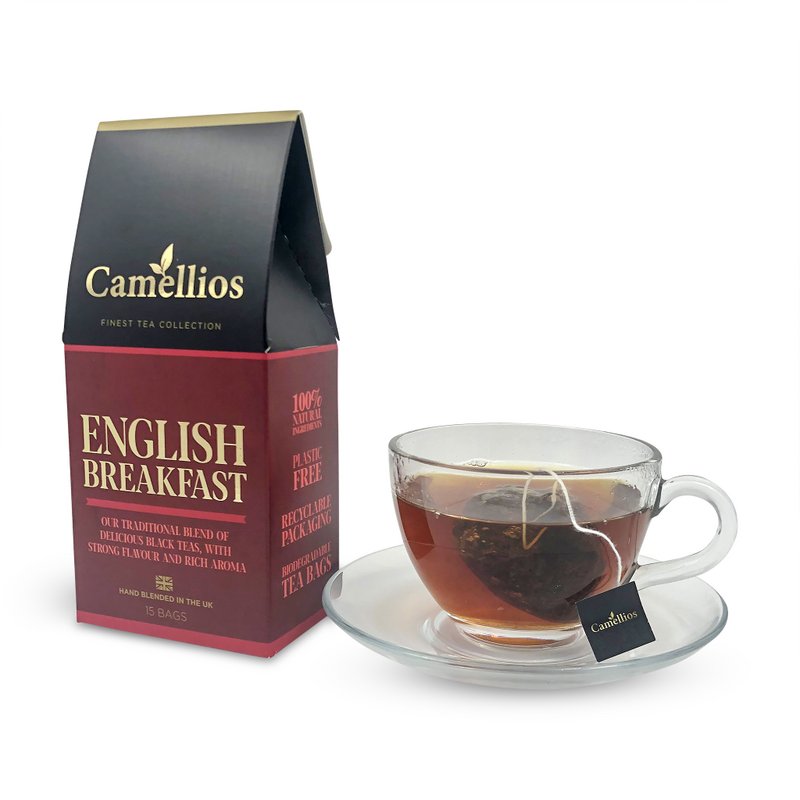 English Breakfast Tea, 15 Pyramid Tea Bags - Eco Friendly