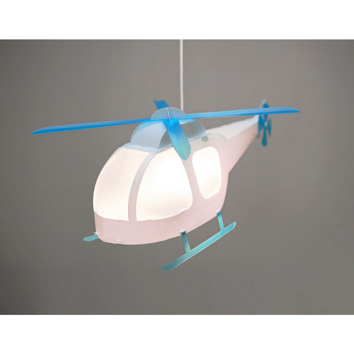 LAMPE SUSPENDUE ENFANT HÉLICOPTÈRE BLANC ET TURQUOISE