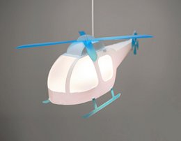 WHITE AND TURQUOISE HELICOPTER CHILD HANGING LAMP