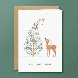 Tarjeta de Navidad | Ciervo | animales del bosque