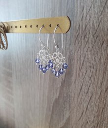 Orecchini in filigrana a cuore rodiato e tanzanite