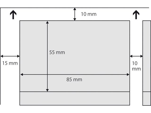 Visitekaartjezegel 85x55mm hoog wit 225grs doos 40 vel 10 krt per vel FSC