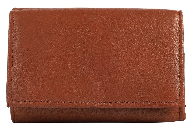 Excellanc mini portefeuille en cuir véritable en marron