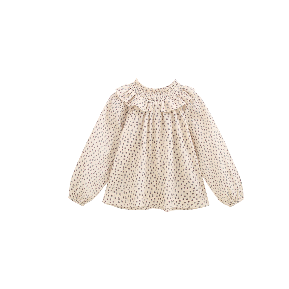 Meisjesblouse met ruches aan de halslijn en bloemenprint P74-11604101