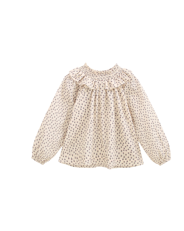 Pigebluse med flæseudskæring og blomsterprint P74-11604101