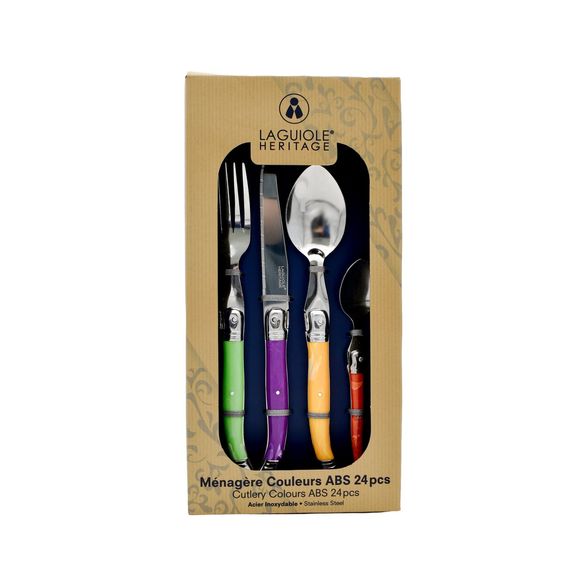 Ménagère Laguiole Héritage- Manche Coloré – 24 pièces