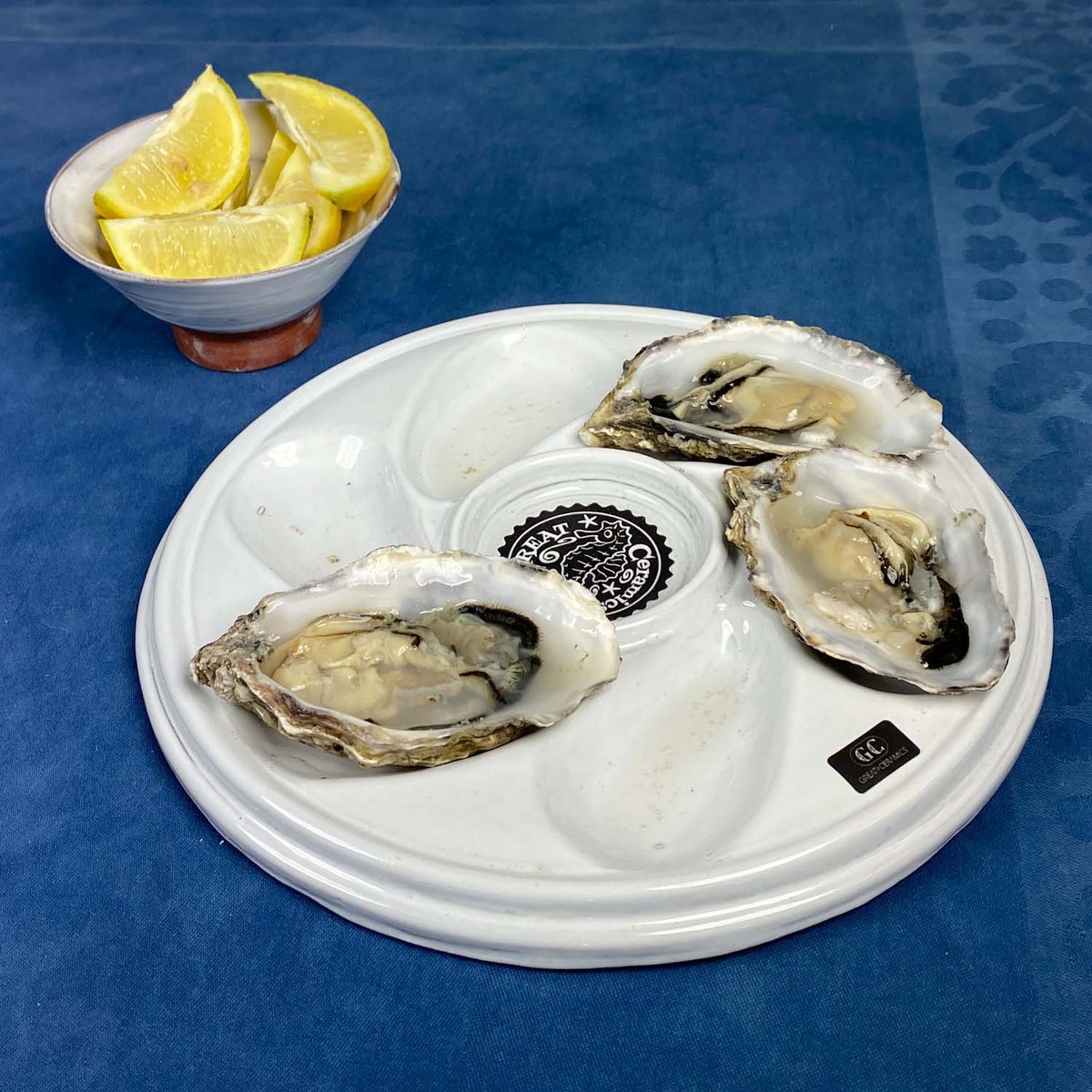 Oyster Plate | serving Tray | Ceramic | Handmade | 6 oysters