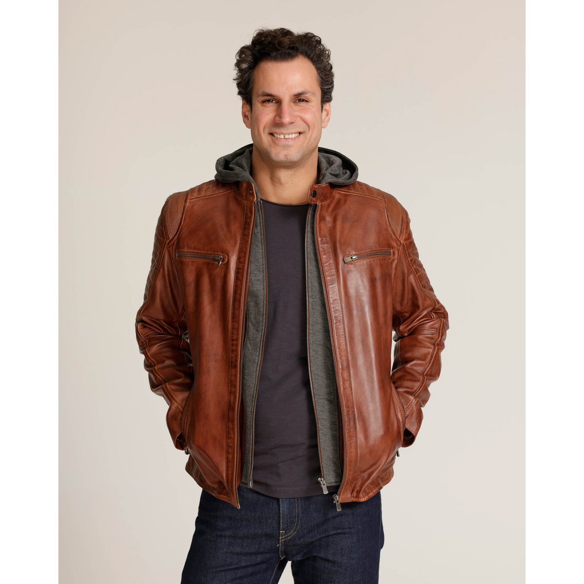 Jasper │ Veste à sweat à capuche en cuir masculin